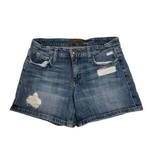 Joe's Jeans Women's Blue Distressed Mid-Rise Denim Shorts‎ Size 26W